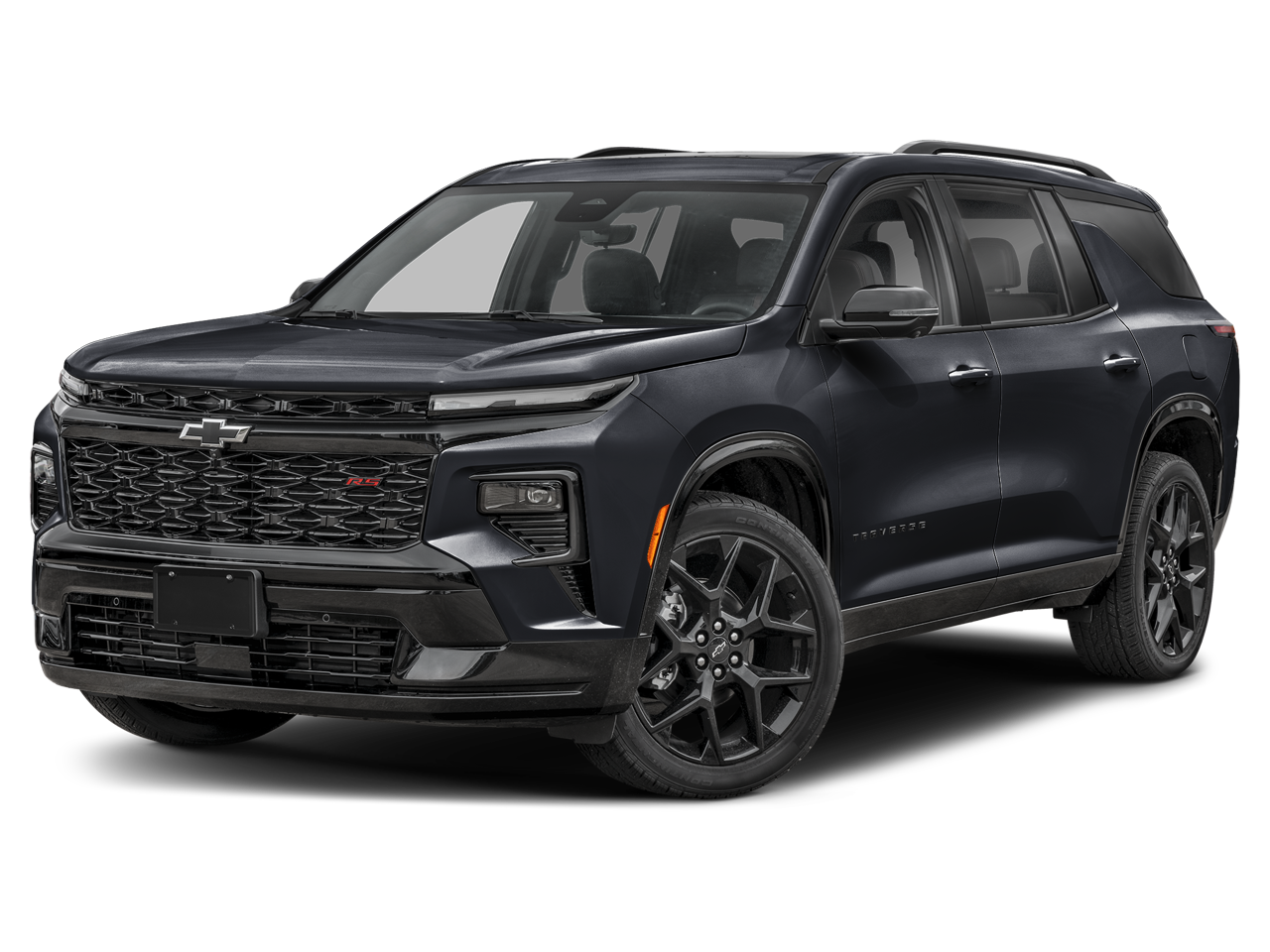 2026 Chevrolet Traverse RS in Mosaic Black Metallic — front three-quarter view