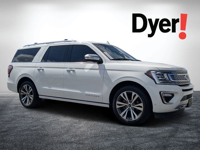 2020 Ford Expedition Max Platinum in Star White Metallic Tri-Coat — front three-quarter view