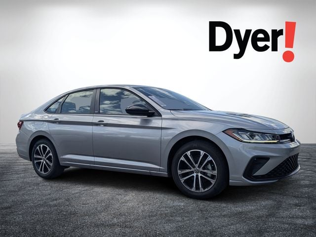 2025 Volkswagen Jetta 1.5T Sport in Pyrite Silver Metallic — front three-quarter view