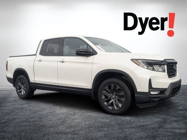 2021 Honda Ridgeline Sport in Platinum White Pearl — front three-quarter view