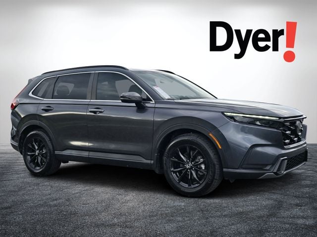 2024 Honda CR-V Hybrid Sport in Meteorite Gray Metallic — front three-quarter view
