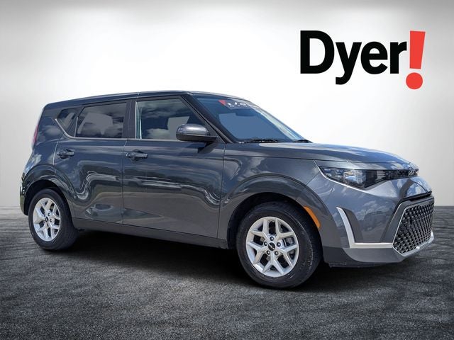 2025 Kia Soul LX in Gravity Gray — front three-quarter view