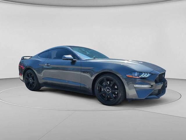 2020 Ford Mustang GT in Magnetic Metallic — front three-quarter view