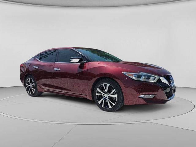 2018 Nissan Maxima 3.5 SV in Carnelian Red — front three-quarter view