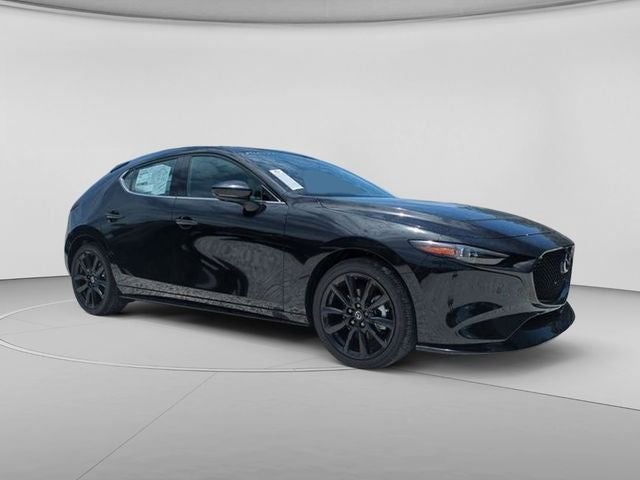2026 Mazda Mazda3 Hatchback 2.5 Turbo Premium Plus AWD in Jet Black Mica — front three-quarter view