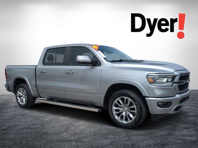 2022 RAM 1500 Laramie in Billet Silver Metallic Clearcoat — front three-quarter view