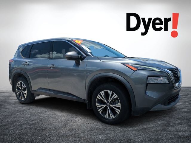 2021 Nissan Rogue SV in Gun Metallic — front three-quarter view