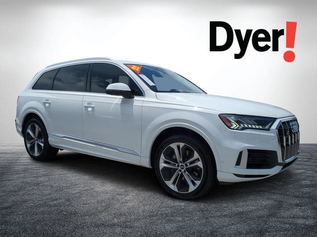 2022 Audi Q7 55 Premium Plus quattro in Carrara White — front three-quarter view