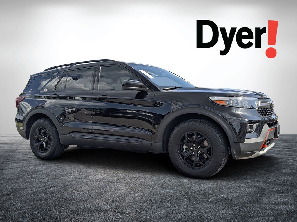 2024 Ford Explorer Timberline in Agate Black Metallic — front three-quarter view