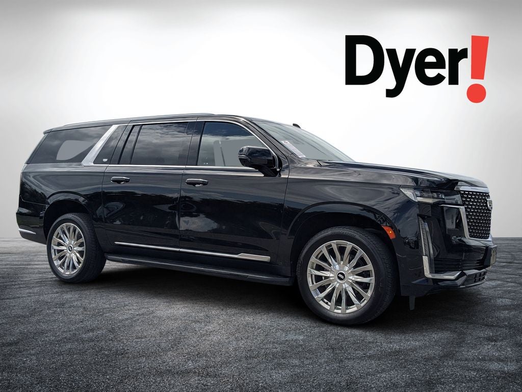 2022 Cadillac Escalade ESV Premium in Black Raven — front three-quarter view