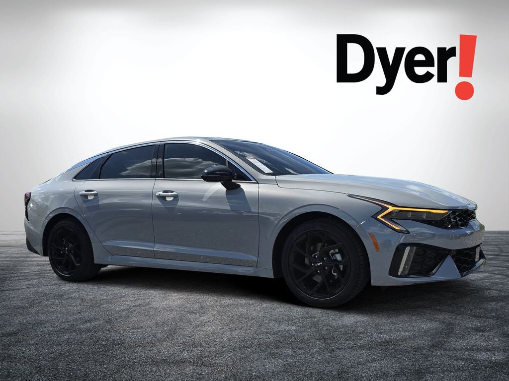 2026 Kia K5 GT-Line in Wolf Gray — front three-quarter view