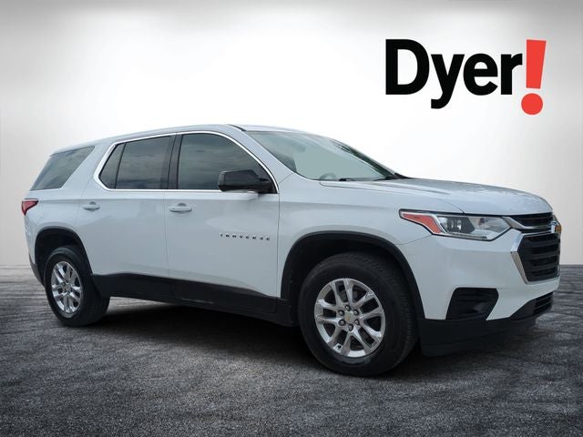 2020 Chevrolet Traverse LS in Summit White — front three-quarter view