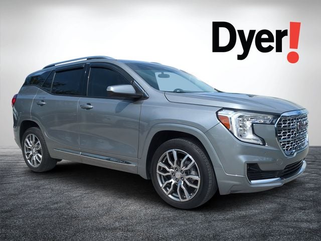 2023 GMC Terrain Denali in Sterling Metallic — front three-quarter view