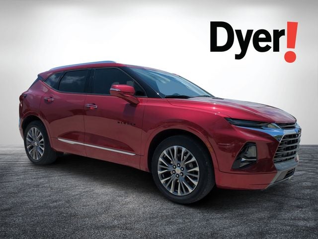 2019 Chevrolet Blazer Premier in Cajun Red Tintcoat — front three-quarter view