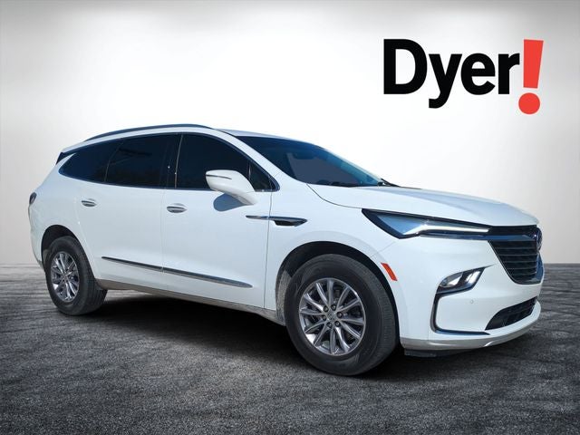2024 Buick Enclave Essence in Summit White — front three-quarter view