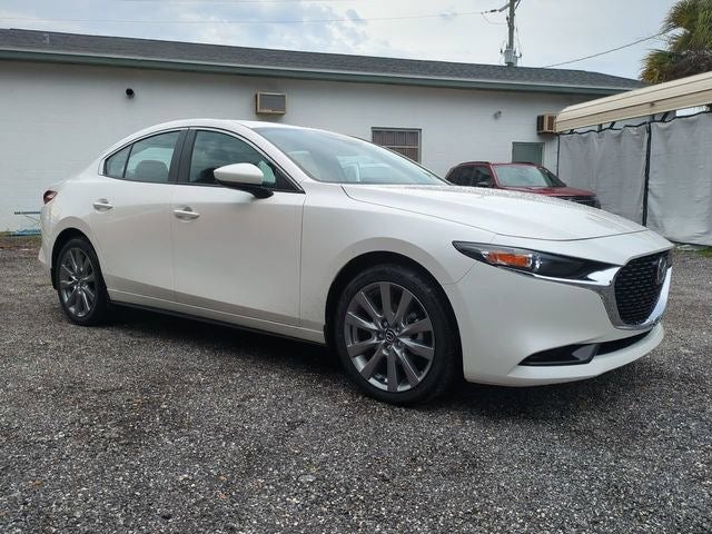 2026 Mazda Mazda3 Sedan 2.5 S Preferred in Snowflake White Pearl — front three-quarter view